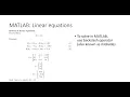 MATLAB Built In Functions for Linear Equations