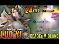 24 Kills!! Legendarische Luo Yi Dodelijke Midlane!! - Bouw Top 1 Wereldwijde Luo Yi ~ MLBB