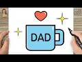How to Draw a Cute Cup Easy for Kids and Toddlers Father s Day Drawing Easy