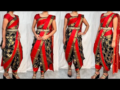 Download MP3 VERY EASY TO DRAPE COTTON SAREE INTO A DHOTI STYLE|COTTON SAREE DRAPING IN DHOTI STYLE|HINDI