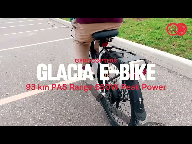 Gyrocopters Glacia E-Bike - 93 km PAS Range, 650W Peak Power