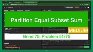 Partition Equal Subset Sum Problem Leetcode - Java Grind 75 Coding Series