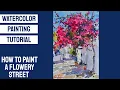 Download Lagu WATERCOLOR Painting TUTORIAL - How to Paint a FLOWERY STREET #sketch #loose