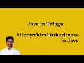 Hierarchical Inheritance in Java Java in Telugu