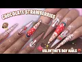 Chocolate Covered Strawberry Valentine s Day Nails Yummy 3D Strawberry Tutorial Acrylic Nails