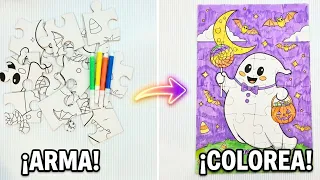 ¡Coloreamos y armamos un rompecabeza mágico de Fantasma de Halloween! 👻🎨🧩