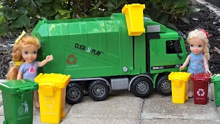 Garbage truck Elsa Anna toddlers - do not litter