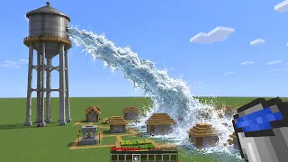 Realistic Water Tower vs Village (what will happen?) - Minecraft Compilation