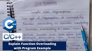 Compile time polymorphism - Function Overloading C Programming Language Tutorials in Hindi