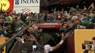 Railing collapses at FedEx Field as Eagles Jalen Hurts leaves the field