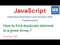 How to find duplicate element in an array JavaScript Interview Questions -