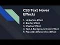 CSS Text Animation Text hover effects in css CSS Tutorial