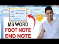 MS WORD END NOTE AND FOOT NOTE IN REFERENCE TAB MS WORD TUTORIAL IN HINDI