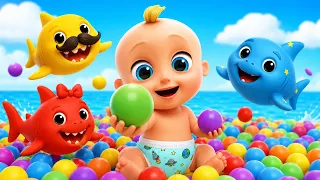 Baby Shark + Johny Johny Yes Papa - Learn Colors with Colorful BALLS - Kids Songs| LooLoo Kids