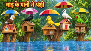 बाढ़ के पानी में पंछी 💔 | Hindi Kahani | Chidiya Cartoon | Hindi Moral Stories | Hindi Kahaniya 
