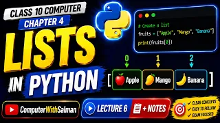 Class 10 Computer Chapter 4 Lists in Python Lecture 6 Notes