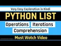 Python List Comprehension LIST Operations and Iterations in python in Hindi Python tutorial