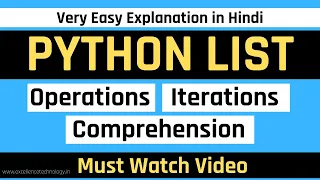 Python List Comprehension LIST Operations and Iterations in python in Hindi Python tutorial