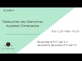 How to translate then simplify algebraic expressions quickly and simply ACT Prep Algebra I