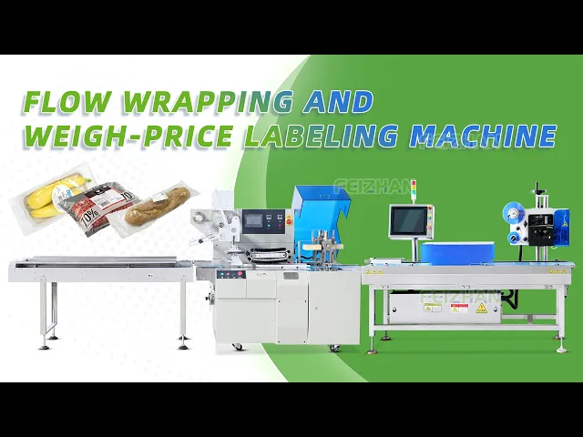 Automatic Flow Wrapping and Weighing Price Labeling Machine for Food Packaging