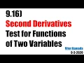 9 16 Second Derivatives Test for Function of Two Variables