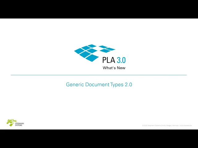 Screenshot of video What's New in the Generic Document Types 2.0 for PLA 3.0