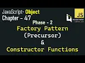 JavaScript - 47 JavaScript Object Creation Patterns Factory Constructor Functions Explained