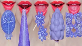 ASMR PURPLE EMOJI FOOD kohakuto sprinkle honey jelly ice cream rock candy marshmallow mukbang