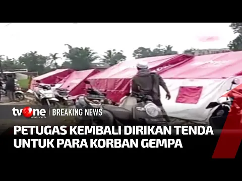 Gerak Cepat, Petugas Kembali Bangun Tenda Untuk Korban Gempa Cianjur