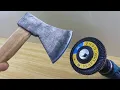 Easy Way To Sharpen Your Ax Like A Razor Sharp ! Amazing Idea