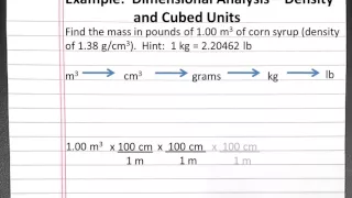 CHEMISTRY 101 Dimensional Analysis density and cubed units