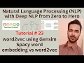 Tutorial 23 word2vec using Gensim and Spacy with FREE SOURCE CODE word embedding vs word2vec