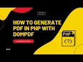 How To Generate Pdf Invoices With Dompdf In PHP Project