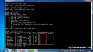Structured Query Language Tutorial SQL Part 28 DEFAULT Constraint on CREATE TABLE Command Prompt C