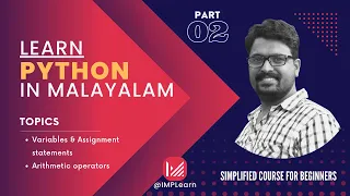 Variables assignments Arithmetic operators Learn Python in Malayalam Lecture 2