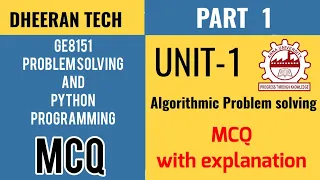 Anna University GE8151 Problem Solving and Python Programming Multiple choice questions Unit 1