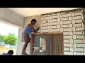 Download Lagu 3D Large Wall Tile installation_ Individual House Front Wall Elevation Design Tile Accurate Fitting