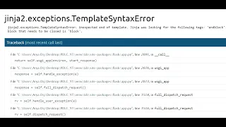 jinja2 exceptions Template Syntax Error Unexpected end of template Flask Python Aryadrj IT
