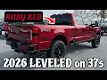 2026 Akins Ford F250 RUBY RED Lariat COVERT 2 5 Leveled on 37 Toyo RT Pro Tires