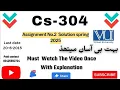 CS304 - Object Oriented Programming Assignment No 2 Solution verified 2025