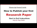How to publish your first research paper Step by Step guide Start to End Instructions
