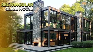 Minimalist Rectangular Glass House with Contemporary Industrial Architecture
