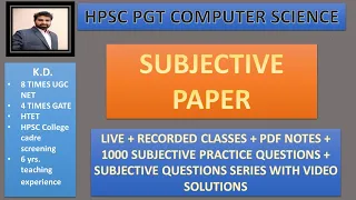 HPSC PGT COMPUTER SCIENCE OS SUBJECTIVE QUESTIONS CRACKER SERIES