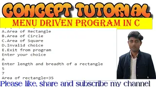 Menu driven program in C Menu driven program in C language Menu program By-Alok Sir
