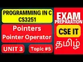 Pointers Explained Pointer Operators CS3251 Unit 3 Programming in C Tamil Anna University