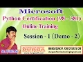 Microsoft Python Certification 98-381 Online Training Session - 1 Demo-2 by DURGA Sir