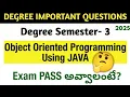 Degree Semester 3 - OOP Using JAVA Most Important Questions UNIT-WISE Weightage Degree Exam 2025
