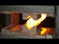 Isotropic Damascus steel made from the armature of a cordless drill motor.