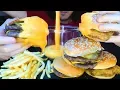 MCDONALDS CHEESE SAUCE FEAST BURGERS CHICKEN FRIES ASMR NO TALKING Nomnomsammieboy