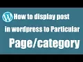 How to display post in WordPress to particular page or category